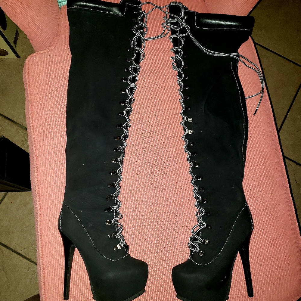 Thigh high leather boots